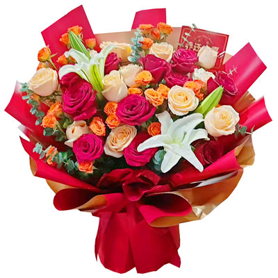安顺19朵玫瑰百合,爱情永不凋零