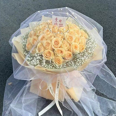 安顺52朵香槟玫瑰满天星，你就是我的全部
